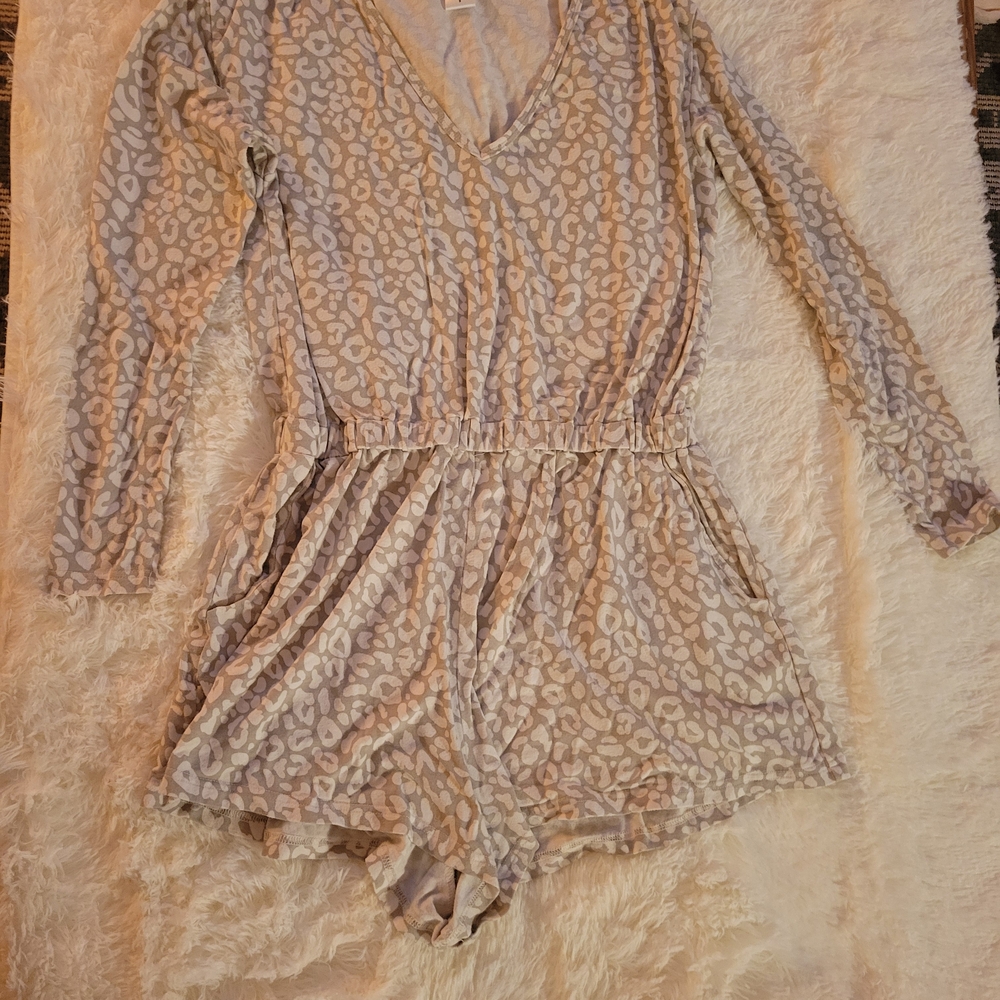 Leopard Print Long Sleeve Romper
